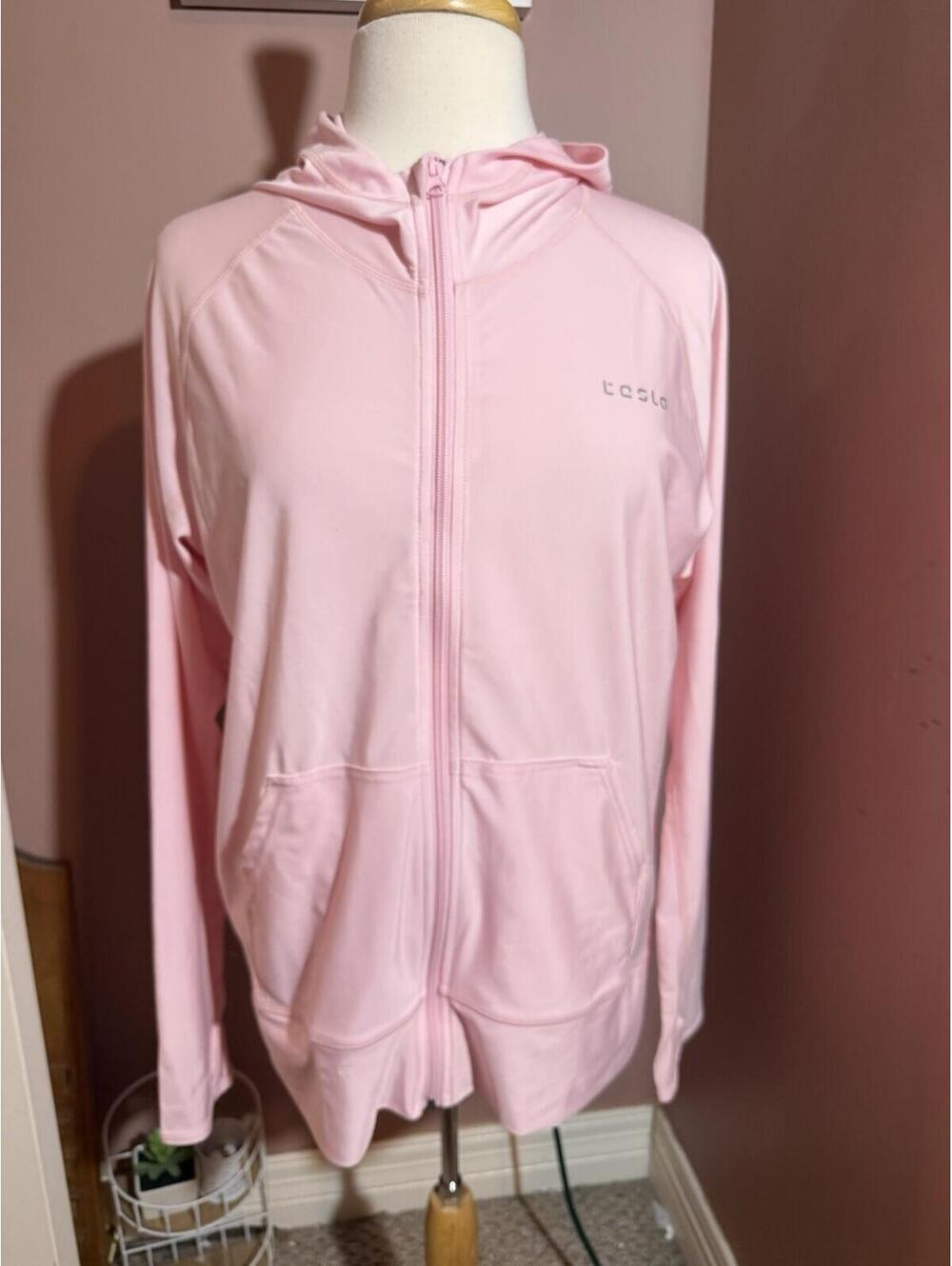 Tesla Full Zip Hoodie Jacket Womens XL Pink Athletic Regular Fit Activewear